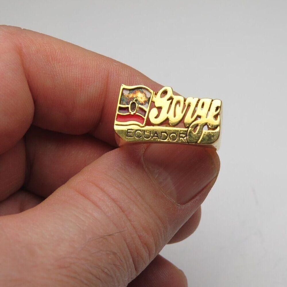 14k Jorge Name Ring Ecuador Falg